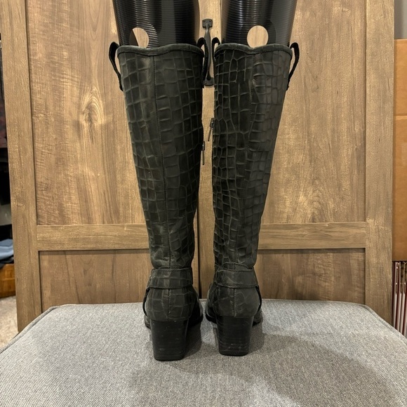 Born 7.5 croc embossed tall soft leather boots Black - Picture 4 of 14